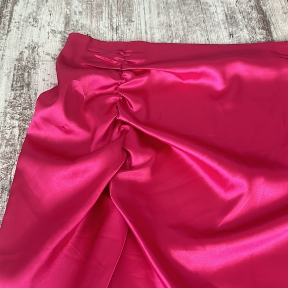 NWOT Shein Hot Pink Satin Midi Skirt - Picture 7 of 9